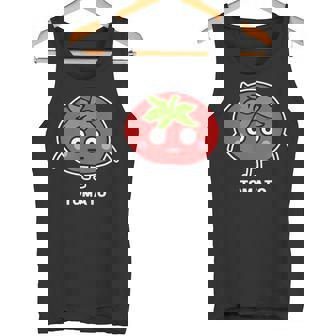 トマト 顔 イラスト かわいい おもしろ 面白い 簡単 シンプル ゆるい 野菜 タンクトップ - Kawaiitshirt