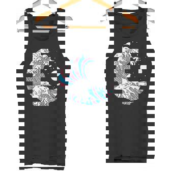 トランスジェンダー プライド Lgbtq トランスフラッグ 日本のウェーブアート Lgbt タンクトップ - Kawaiitshirt