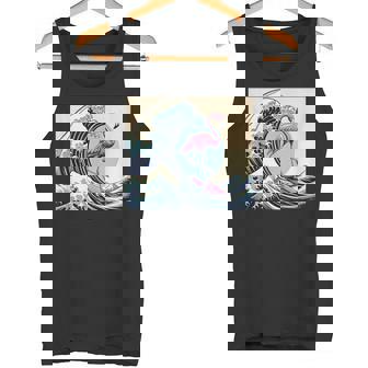 トロピカルピンク フラミンゴ グレートビッグウェーブサーファー オーシャンビーチ タンクトップ - Kawaiitshirt