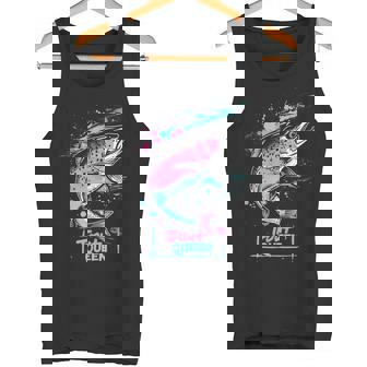 ニジマスのフライフィッシング・グラフィック トラウト・クイーン タンクトップ - Kawaiitshirt