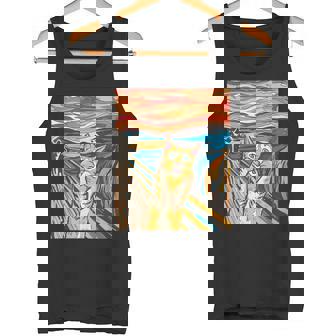 ニャンコの叫び 面白いtシャツ 猫 ムンクの叫び パロディ ネコ メンズ 子供 おもしろ 服 おもしろグッズ ネタ タンクトップ - Kawaiitshirt