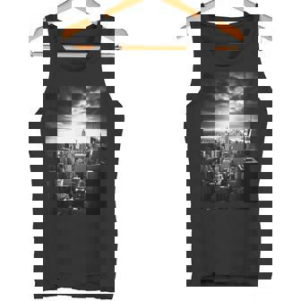ニューヨーク市写真撮影 白黒写真 タンクトップ - Kawaiitshirt