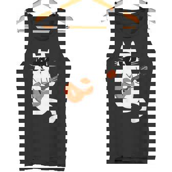 ネコとギター 猫とサングラス ネコ好き 猫飼い アコースティックギター エレキギター 音楽家 バンド ネコ 猫 タンクトップ - Kawaiitshirt