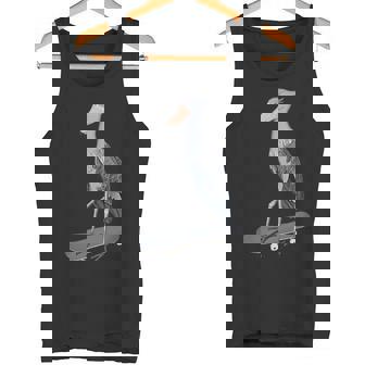 ハシビロコウ スケートボード 鳥 動物 図 バードウォッチング 贈り物 鳥類学者 生物学者 自然科学 タンクトップ - Kawaiitshirt