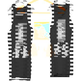 ハニワくん の ムンクの叫び と 見つめる 埴輪【ゆるフレンズ】名画 パロディ キャラクター かわいい イラスト 面白い タンクトップ - Kawaiitshirt