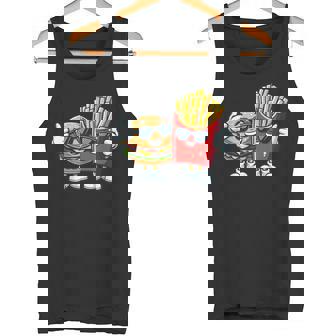 ハンバーガーフライドポテトファーストフード愛好家アート 面白いユーモアコンボプリント タンクトップ - Kawaiitshirt