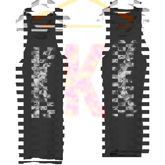 バラ柄のフローラルモノグラムk タンクトップ - Kawaiitshirt