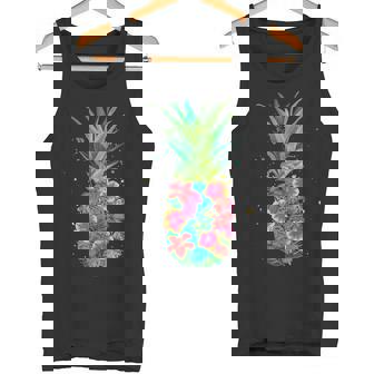 パイナップルフラワー レディース メンズ アロハ ハワイ ヴィンテージ ハワイアン タンクトップ - Kawaiitshirt