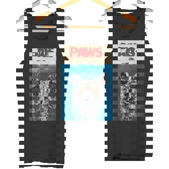 パウス おもしろ猫 パロディ 猫 恋人 ギフト 子猫 サメ ネズミ 鳴き声 タンクトップ - Kawaiitshirt