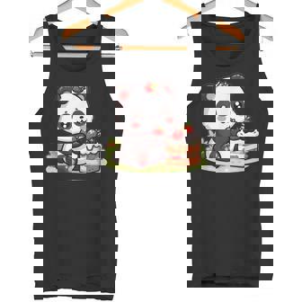 パンダを食べるストロベリーケーキ タンクトップ - Kawaiitshirt