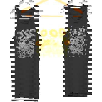ヒマワリ 野花 ヴィンテージ ボタニカル 植物 ガーデニング タンクトップ - Kawaiitshirt