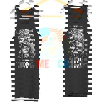 ビッグフット メリカ ロック アメリカ国旗 愛国的 7月4日 タンクトップ - Kawaiitshirt