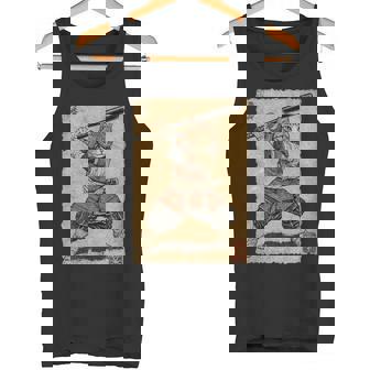 ビンテージアニメ 日本美術 野球選手の侍猫 長袖tシャツ タンクトップ - Kawaiitshirt