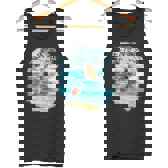ビーチでのカピバラサーフィンおかしい タンクトップ - Kawaiitshirt