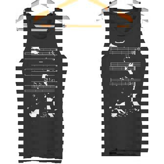 ピアノ音符 遊び心のある猫 タンクトップ - Kawaiitshirt