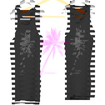 ピンクパームビーチウェア サーフィンレトロ パームツリー タンクトップ - Kawaiitshirt
