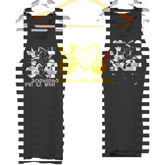 ピース・ラブ・ボウリング タンクトップ - Kawaiitshirt