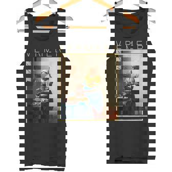 フェルメール 面白いtシャツ アート 牛乳を注ぐ女 絵画 メンズ レディース 面白い 服 美術 油彩画 タンクトップ - Kawaiitshirt