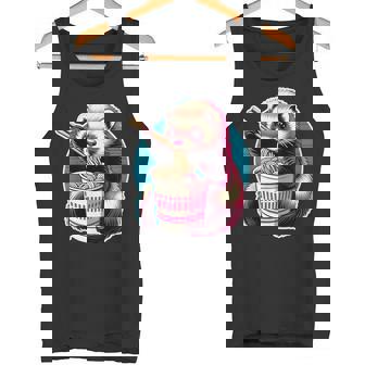 フェレットの飼い主かわいいカワイイアニメフェレットがラーメン丼 T シャツを食べる タンクトップ - Kawaiitshirt