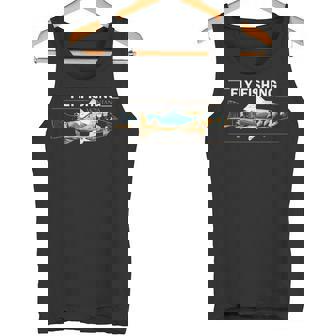 フライフィッシング モンタナ レトロ 風景 トラウト シルエット タンクトップ - Kawaiitshirt