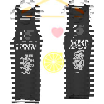 フルーツ レモン 面白いユーモア かわいい シンプル 小さなレモン I Love Lemon タンクトップ - Kawaiitshirt