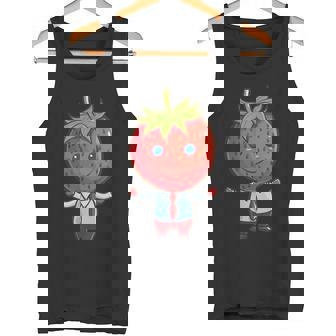 フルーツやネクタイ好きのための従業員ストロベリーアウトフィット タンクトップ - Kawaiitshirt