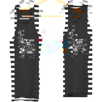 フローラルコーギーシルエット コーギー犬愛好家 タンクトップ - Kawaiitshirt