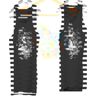フローラル・ポップ・アート カラフルなパピヨン タンクトップ - Kawaiitshirt