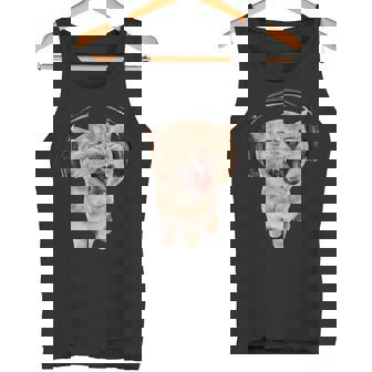 ヘッドフォン付き猫 ミーム タンクトップ - Kawaiitshirt