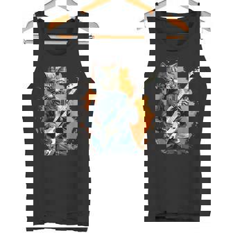 ベースギター 音楽 猫 ギターを弾く タンクトップ - Kawaiitshirt