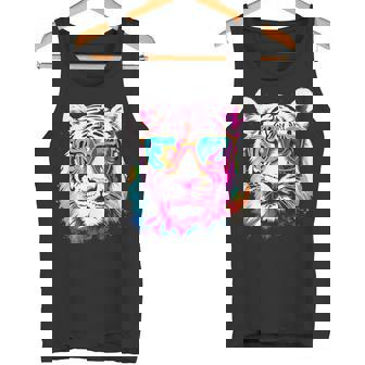 ホワイトタイガー サングラス カラフル アート 動物 虎 タンクトップ - Kawaiitshirt