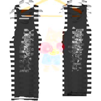 ボクシング をする 猫 ねこ タンクトップ - Kawaiitshirt