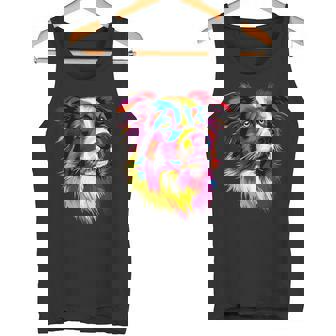 ボーダーコリー ポップアート レインボーカラー カラフル ボーダーコリー タンクトップ - Kawaiitshirt