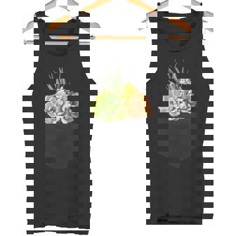 ポケットに入った多肉植物、胸にエケベリアセダム タンクトップ - Kawaiitshirt