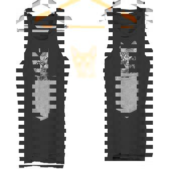 ポケットに入った面白いベンガルキャット かわいい子猫 恋人 ギフト タンクトップ - Kawaiitshirt