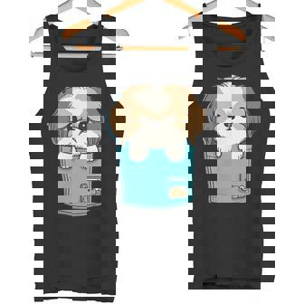 ポケット犬好きにはたまらないシーズー犬 タンクトップ - Kawaiitshirt