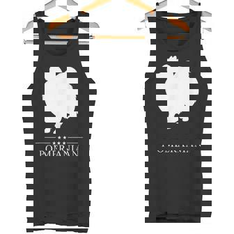 ポメラニアン 犬 ホワイト シルエット タンクトップ - Kawaiitshirt