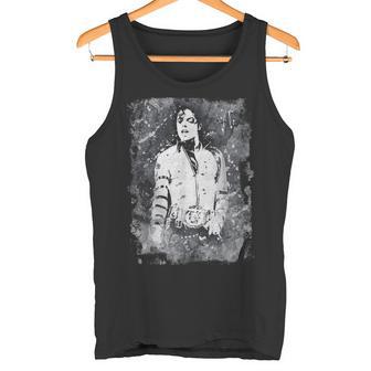 マイケル・ジャクソン バッド・ワールド・ツアー 1988年 白黒スプラッター タンクトップ - Kawaiitshirt