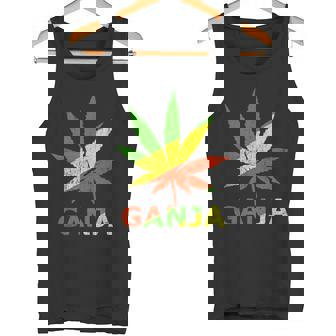 マリファナのガンジャ雑草の葉 ラスタカラー タンクトップ - Kawaiitshirt