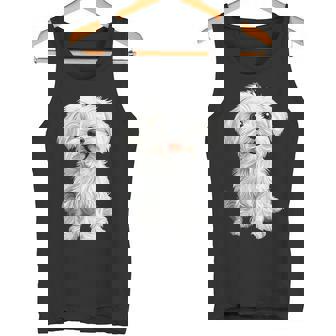 マルチーズ 犬 グラフィック ペット イラスト マルチーズ タンクトップ - Kawaiitshirt