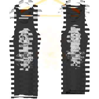 マルチーズドッグ筋トレ バーベルシュラッグバー フィットネス タンクトップ - Kawaiitshirt