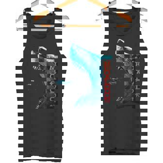 メガロドン モチーフ 原始のサメ サメ 鮫 略奪的な魚 背びれ メガロドン タンクトップ - Kawaiitshirt