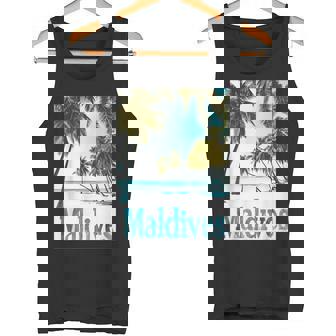 モルディブ島 ビーチ 熱帯風景 旅行 お土産 タンクトップ - Kawaiitshirt
