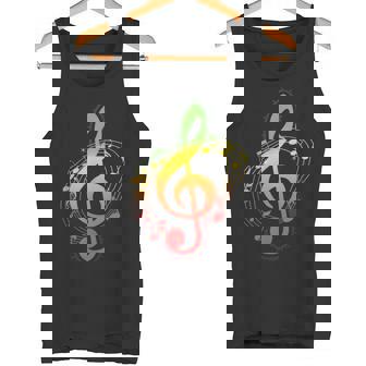 ラスタカラー音符、ジャマイカ風音楽、レゲエ タンクトップ - Kawaiitshirt