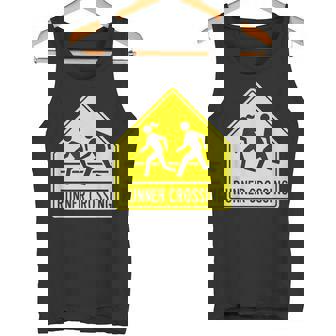 ランナー クロッシング サイン モチベーションを高める 面白い ランニング タンクトップ - Kawaiitshirt