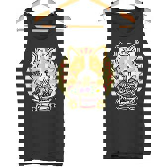 ラーメンを食べる犬 タンクトップ - Kawaiitshirt