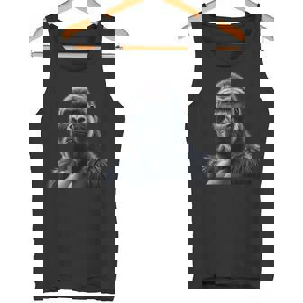 リアルなゴリラアートtシャツ、野生動物の霊長類の肖像画。 タンクトップ - Kawaiitshirt