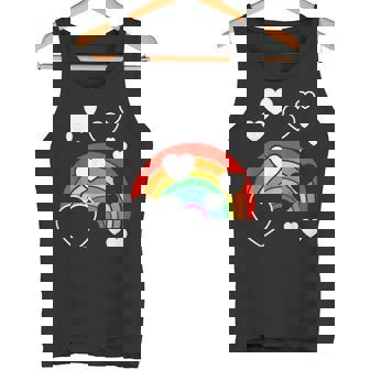 レインボーカラー ホワイト ハート ハート 雨 虹 旗 タンクトップ - Kawaiitshirt