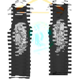 レトロ スケーター オバケ スカル スケートボード ハロウィン 不気味 スケルトン 骸骨 面白い ギフト ストリート タンクトップ - Kawaiitshirt