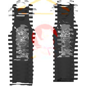 レトロな日本の侍猫グラフィック 猫愛好家 タンクトップ - Kawaiitshirt